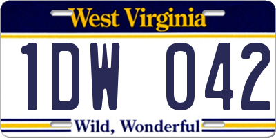 WV license plate 1DW042