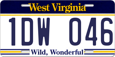 WV license plate 1DW046