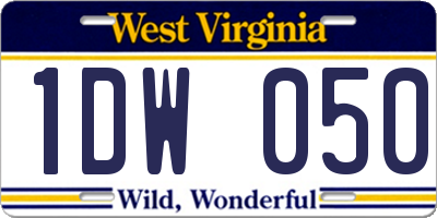 WV license plate 1DW050