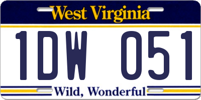 WV license plate 1DW051