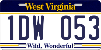 WV license plate 1DW053