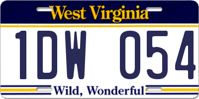 WV license plate 1DW054