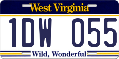 WV license plate 1DW055