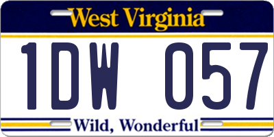 WV license plate 1DW057