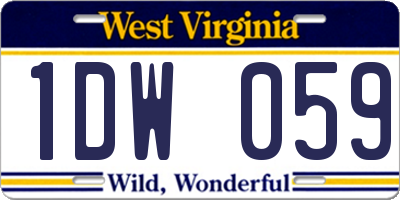 WV license plate 1DW059