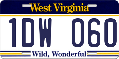 WV license plate 1DW060