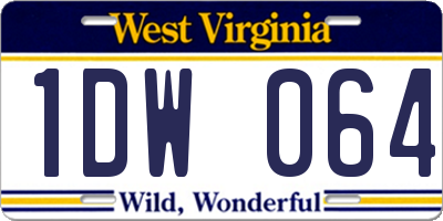 WV license plate 1DW064