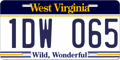 WV license plate 1DW065