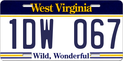 WV license plate 1DW067