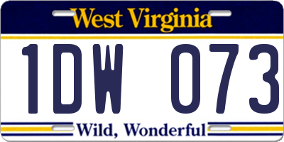 WV license plate 1DW073