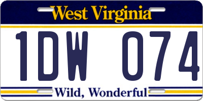 WV license plate 1DW074