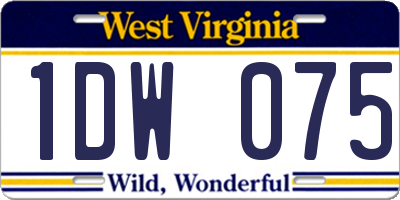 WV license plate 1DW075
