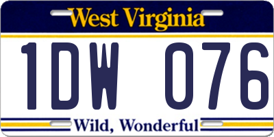 WV license plate 1DW076
