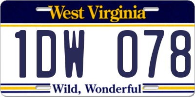 WV license plate 1DW078