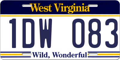 WV license plate 1DW083