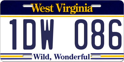 WV license plate 1DW086