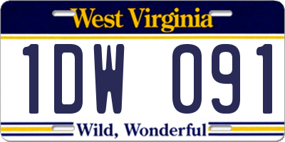 WV license plate 1DW091