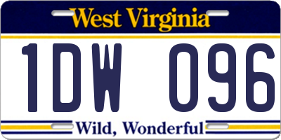 WV license plate 1DW096