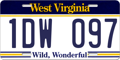 WV license plate 1DW097