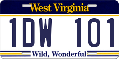 WV license plate 1DW101