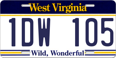 WV license plate 1DW105