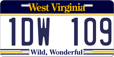WV license plate 1DW109