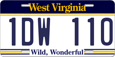 WV license plate 1DW110