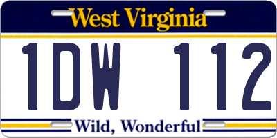 WV license plate 1DW112