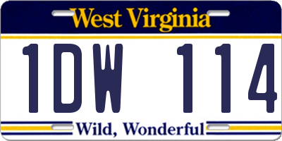 WV license plate 1DW114