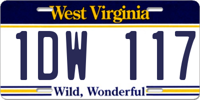 WV license plate 1DW117