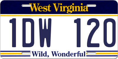 WV license plate 1DW120