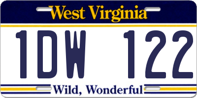 WV license plate 1DW122