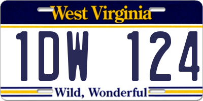 WV license plate 1DW124