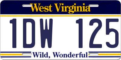 WV license plate 1DW125