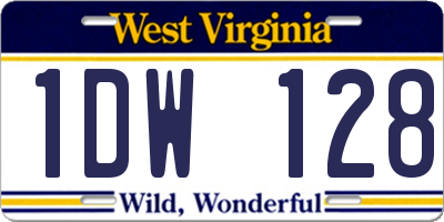 WV license plate 1DW128