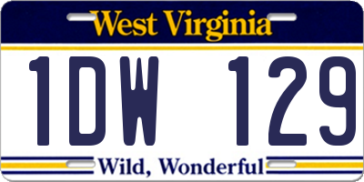 WV license plate 1DW129