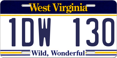 WV license plate 1DW130