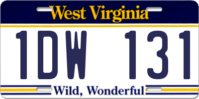 WV license plate 1DW131
