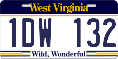 WV license plate 1DW132