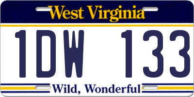 WV license plate 1DW133