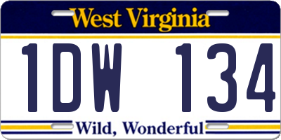 WV license plate 1DW134