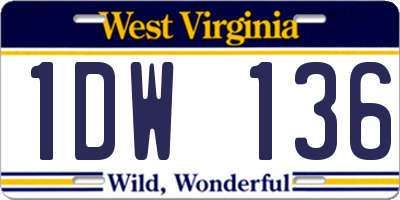 WV license plate 1DW136