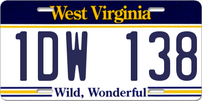 WV license plate 1DW138