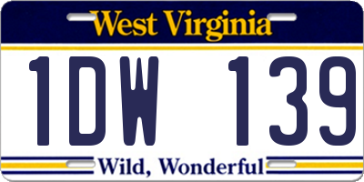 WV license plate 1DW139