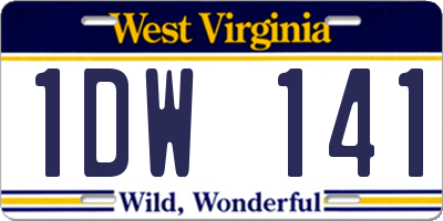 WV license plate 1DW141
