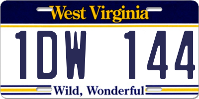 WV license plate 1DW144