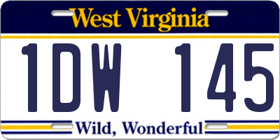 WV license plate 1DW145