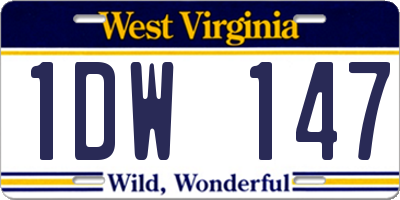 WV license plate 1DW147