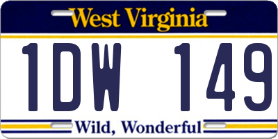 WV license plate 1DW149