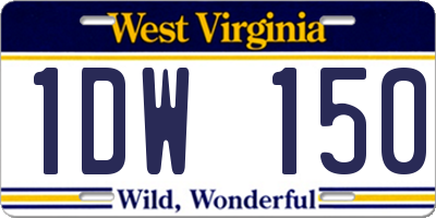 WV license plate 1DW150